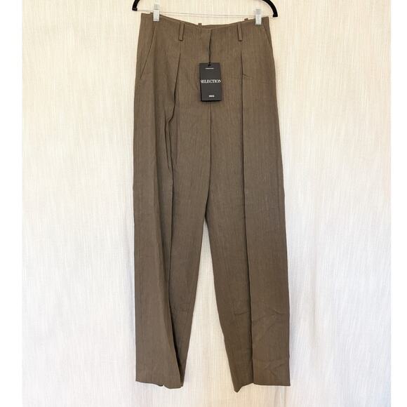 NWT Mango MNG Selection Orchid Seamless Linen Blend Straight Leg Pants, size 4 - Picture 2 of 11